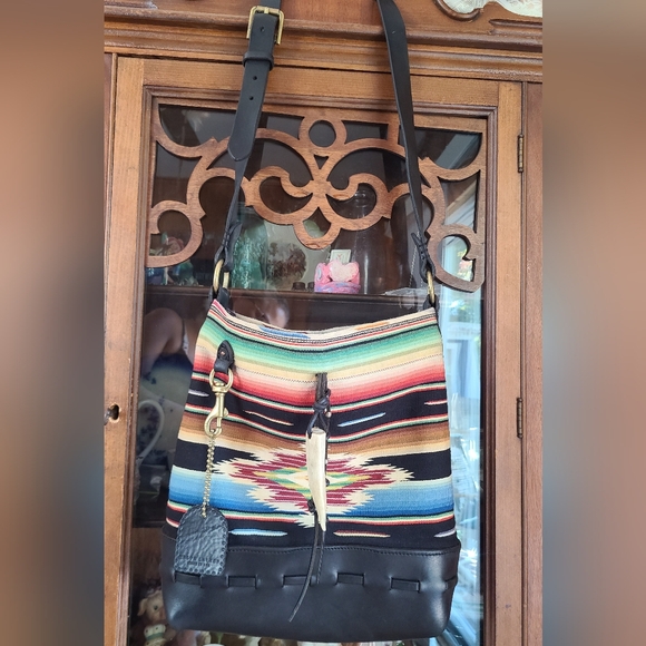 Ralph Lauren Mexican Blanket Southwestern Shoulder Bag - Picture 1 of 9